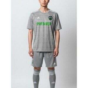 Adidas Phoenix Premier FC Soccer Jersey #11 Gray & Green Striped Performance Jer